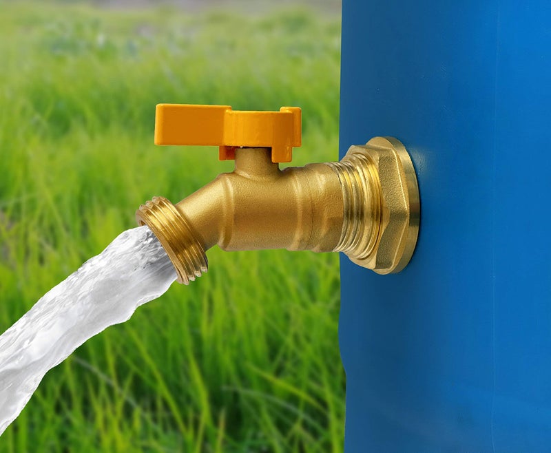 Renator P72-02330G Brass Spigot for Rain Barrel. Lead-Free Compliant  3/4"" Quarter Turn Ball Valve w/Bulkhead Fitting  Thread Tape  and polyester wire - Image 5